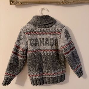Canada Sweater Zip Up Sweater Moose and Maple Leaf Fall or Winter Sweater 3T